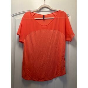 NYDJ Women’s Short Sleeve Scoop Neck Lightweight Soft Pullover Top Size M Orange